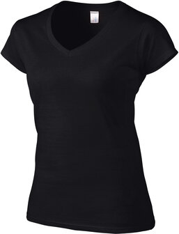 Dames T-shirt V-hals ZWART